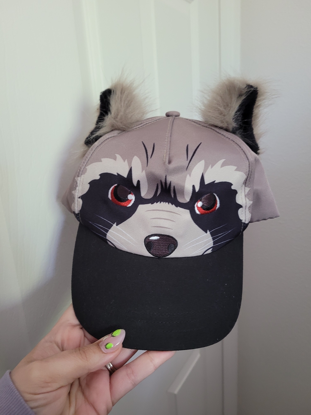 Disney Kids Rocket Raccoon Cap in Gray & Black with Faux Fur Ears #120